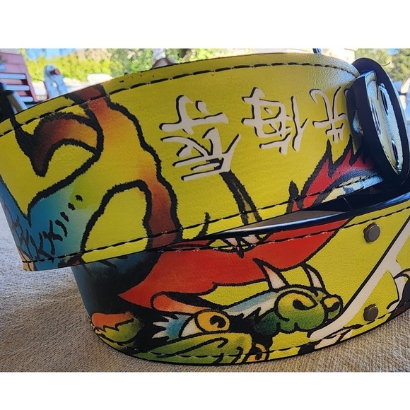 Ed Hardy Other - Vintage Ed Hardy Yellow Dragon Tattoo Studded Graphic Belt Y2K streetwear NWT🐍